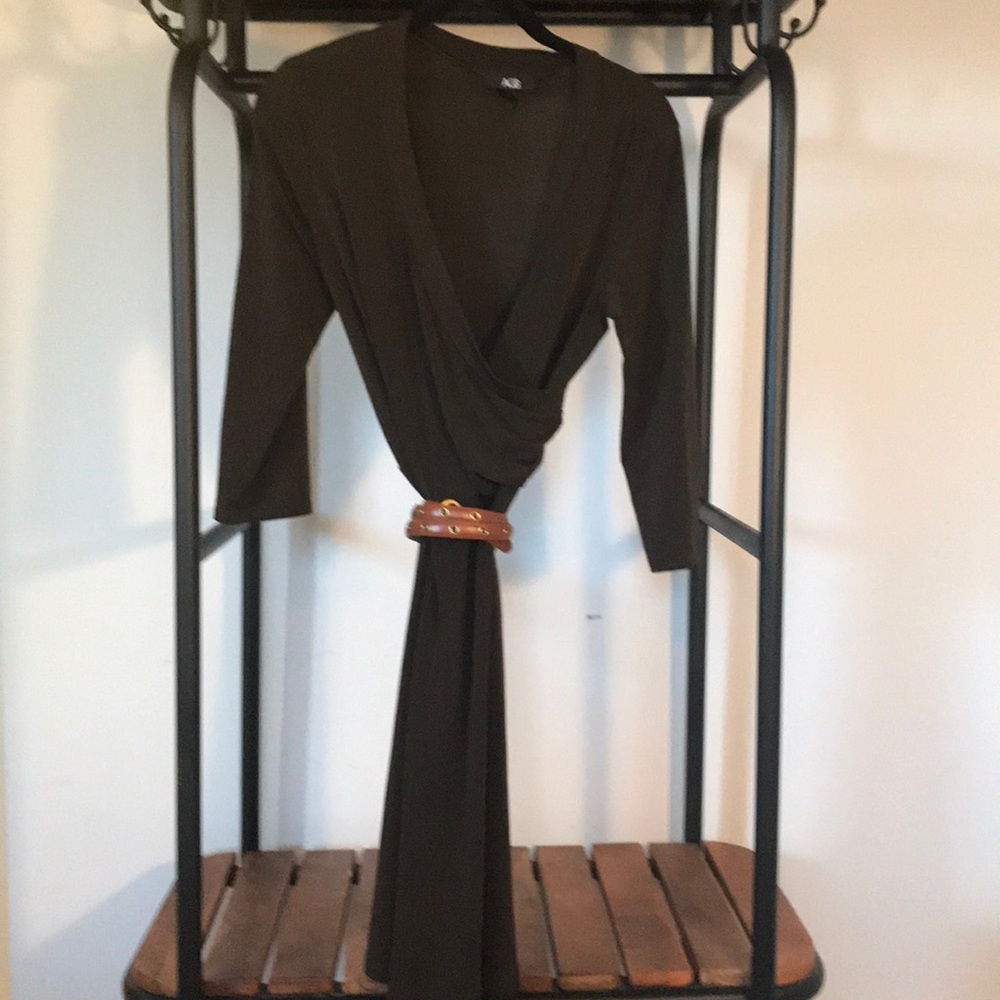 Brown wrap dress with belt